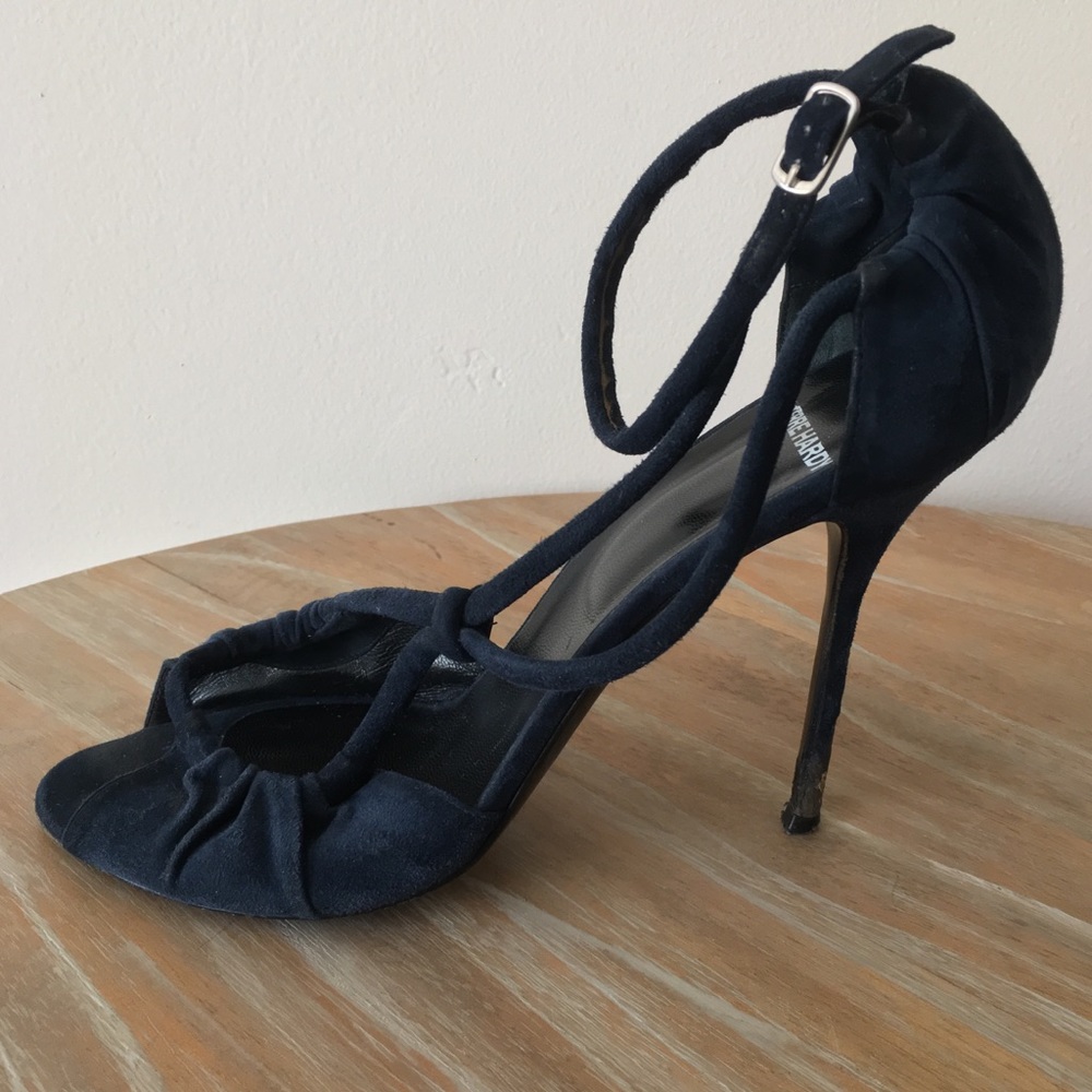 Pierre Hardy Suede Ankle Strap Stiletto Heels